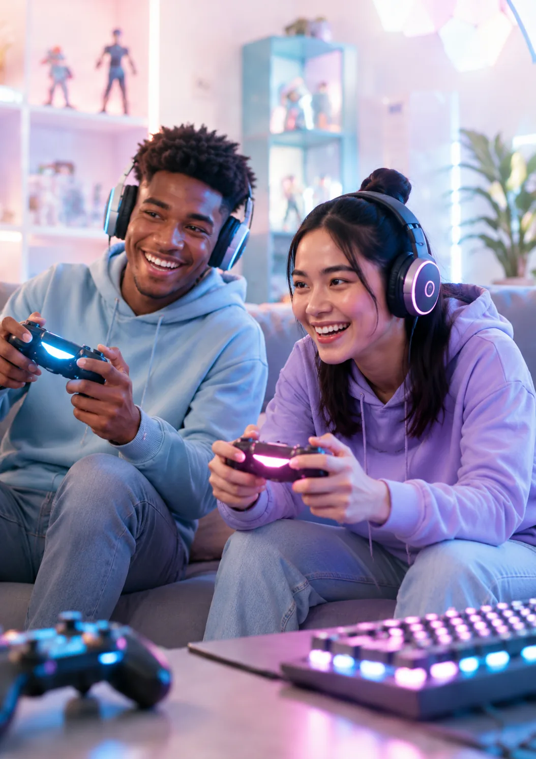 Two friends enjoying a game together